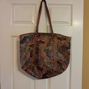 Patricia Nash Napoli World Travler Italian Leather Shoulder Bag